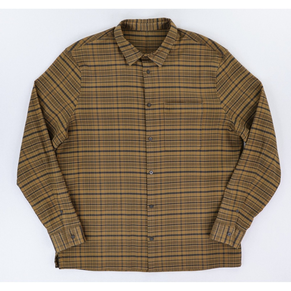 Lululemon Masons Peak‎ Flannel Button-Down Shirt Mens XXL- Brown Plaid